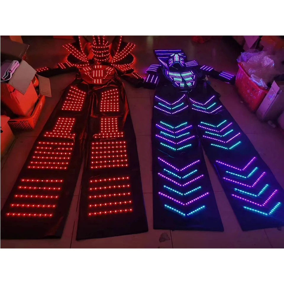 LED luminous stilts clothing mascot costume creative performance props nightclub bar armor commercial