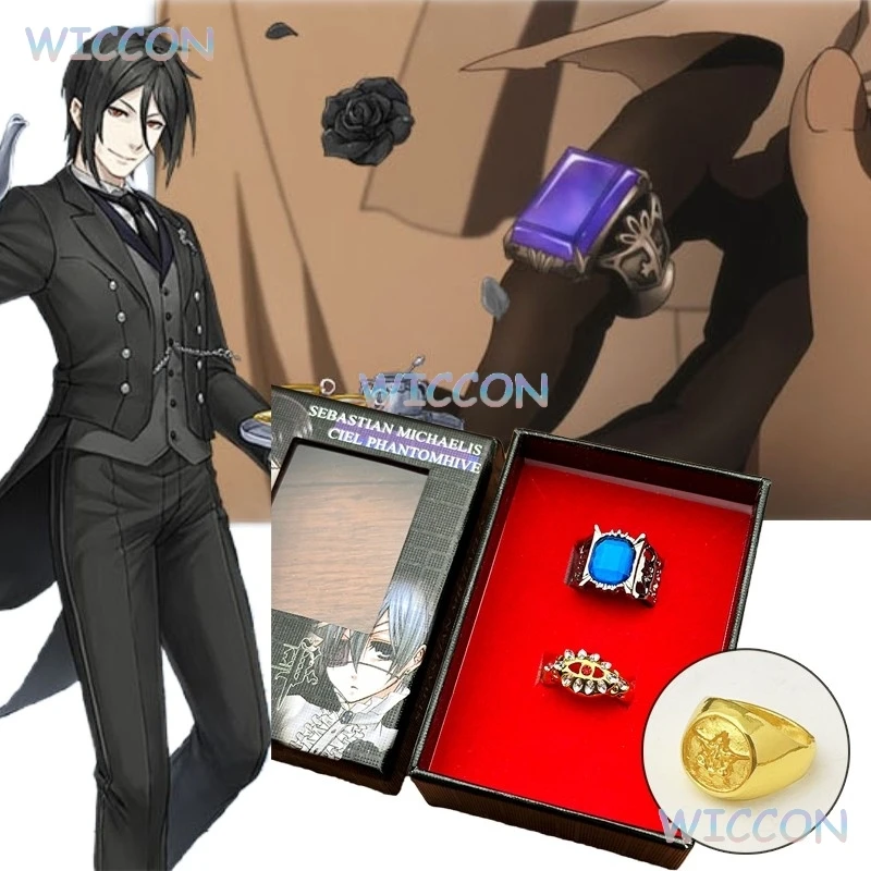 

Kuroshitsuji Ciel Phantomhive Cosplay Rings Anime Black Butler: Emerald Witch Arc Ciel Cosplay Earrings Hallowen Party Women Men
