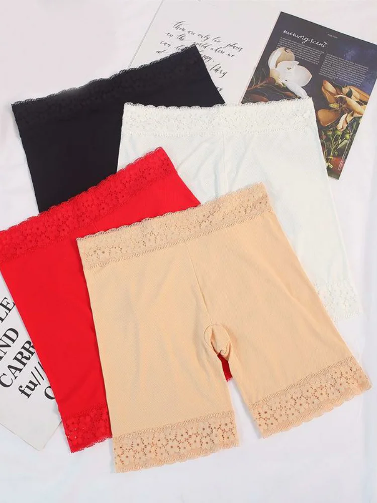 Red Ice Silk apewear Briefs Women's High Waist Cotton Crotch Lace  Se Pants Breathable Base Layer Trendy orts