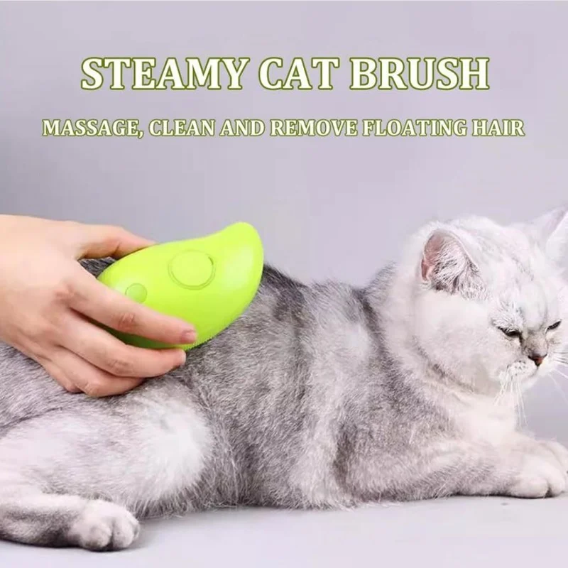 2024 New Cat Dog Steam Brush Pet USB Electric Spray Silicone Massage Comb 3 in1 Pet Grooming Brush