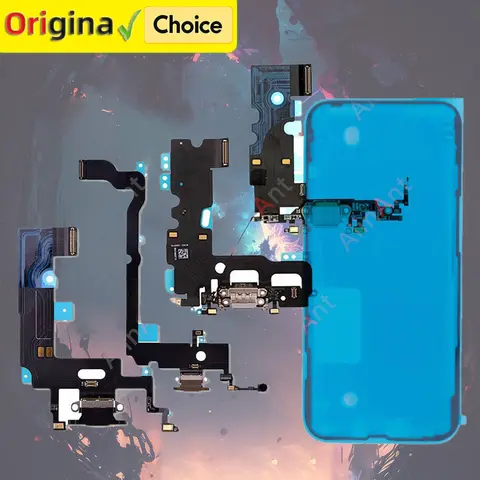 OEM Sticker + Flex Bottom Charging USB Date Dock Connector Microphone Charger Flex Cable For iPhone Xs Max X XR 7 8 Plus
