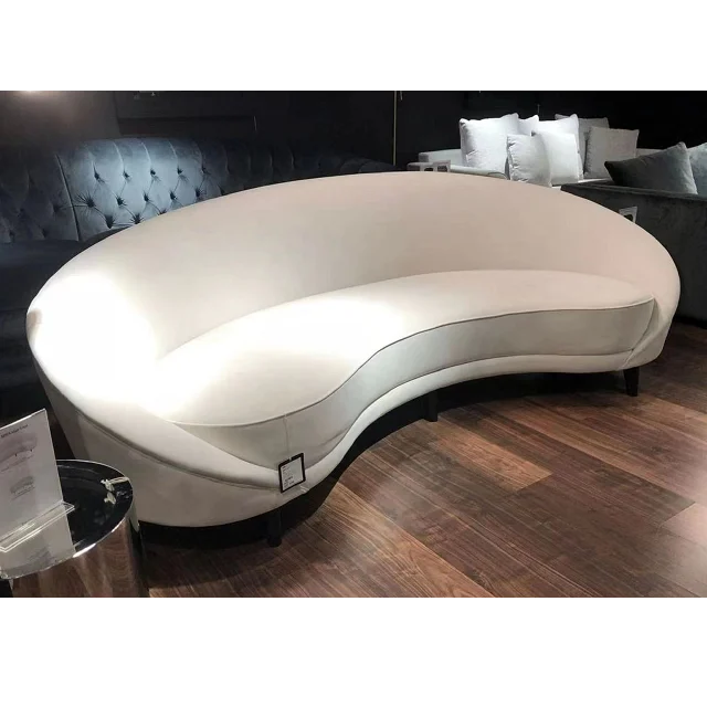 

*Light Luxury Living Room Fabric Arc Three-seat Crescent-shaped Multi-sofa Sales Office Coffee Man Sofa Gray Furniture