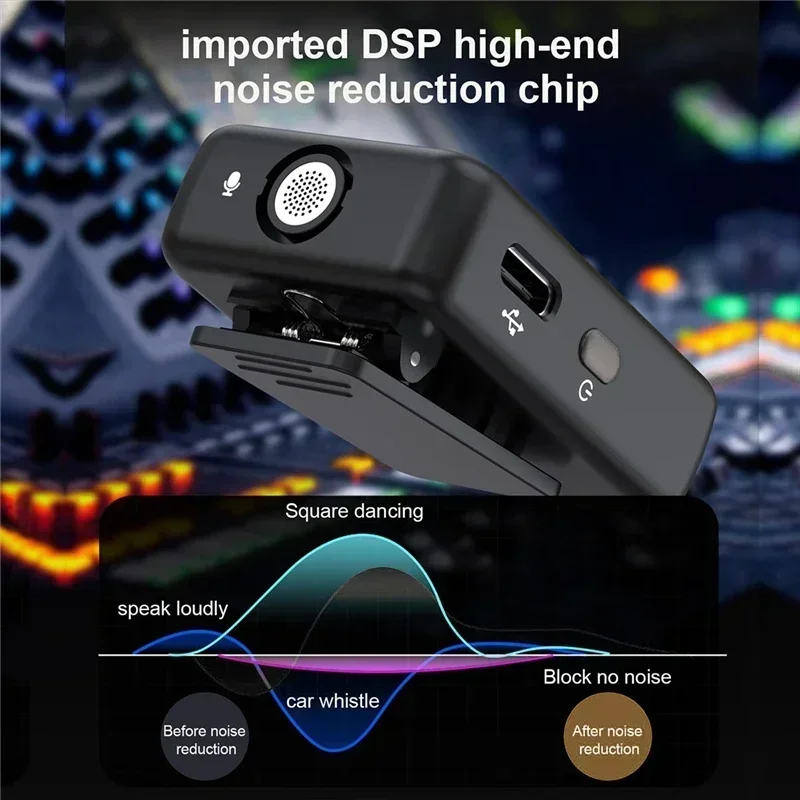 With 98ft For Smartphone DSLR Camera DV Vlog YouTube Live Wireless Lavalier Recording Microphone Dual Channel Lapel Mic System