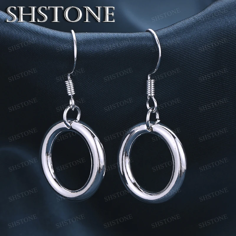 

Hot Selling Simple 925 Sterling Silver Hollow Circular Drop Earrings For Women Charm Wedding Birthday Party High-End Jewelry