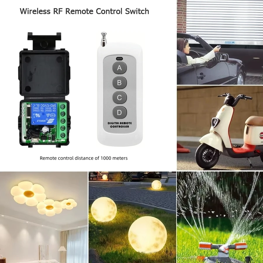 Commutateur universel de télécommande sans fil RF 433Mhz, Module récepteur de relais DC 12V 1CH pour l'apprentissage du Code émetteur 4CH, bricolage à distance