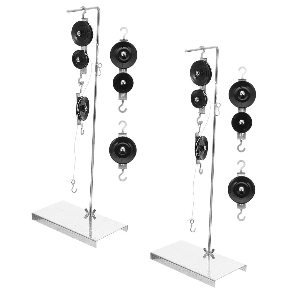 2 مجموعة 2 مجموعات بكرة كتلة مجموعة لتجربة الفيزياء ميكانيكا مختبر العلوم الفصول الدراسية واحدة مزدوجة بكرة عدة قوس حبل #1