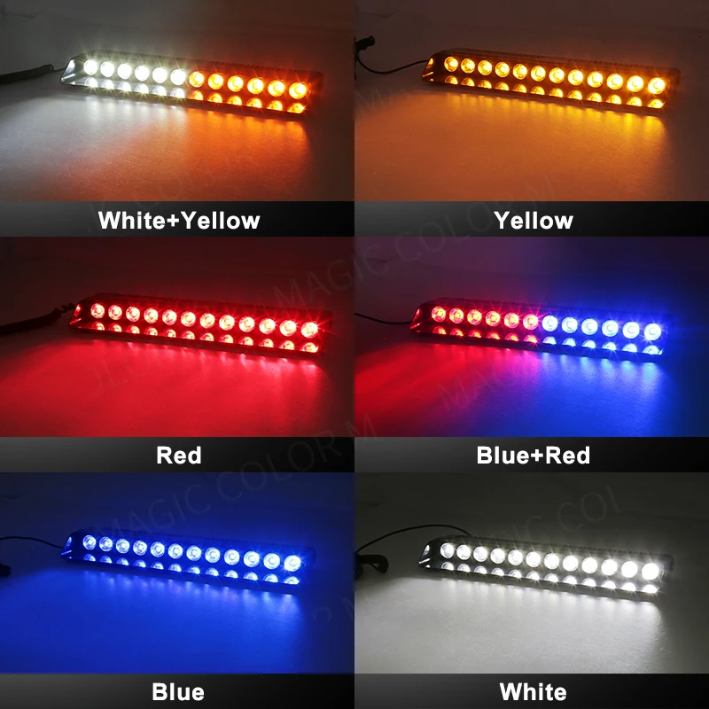 12 LED Car Strobe Light Flash Warning Signal Beacon Police Fireman Emergency Windshield  Trailer Vehicle Indicators Waterproof