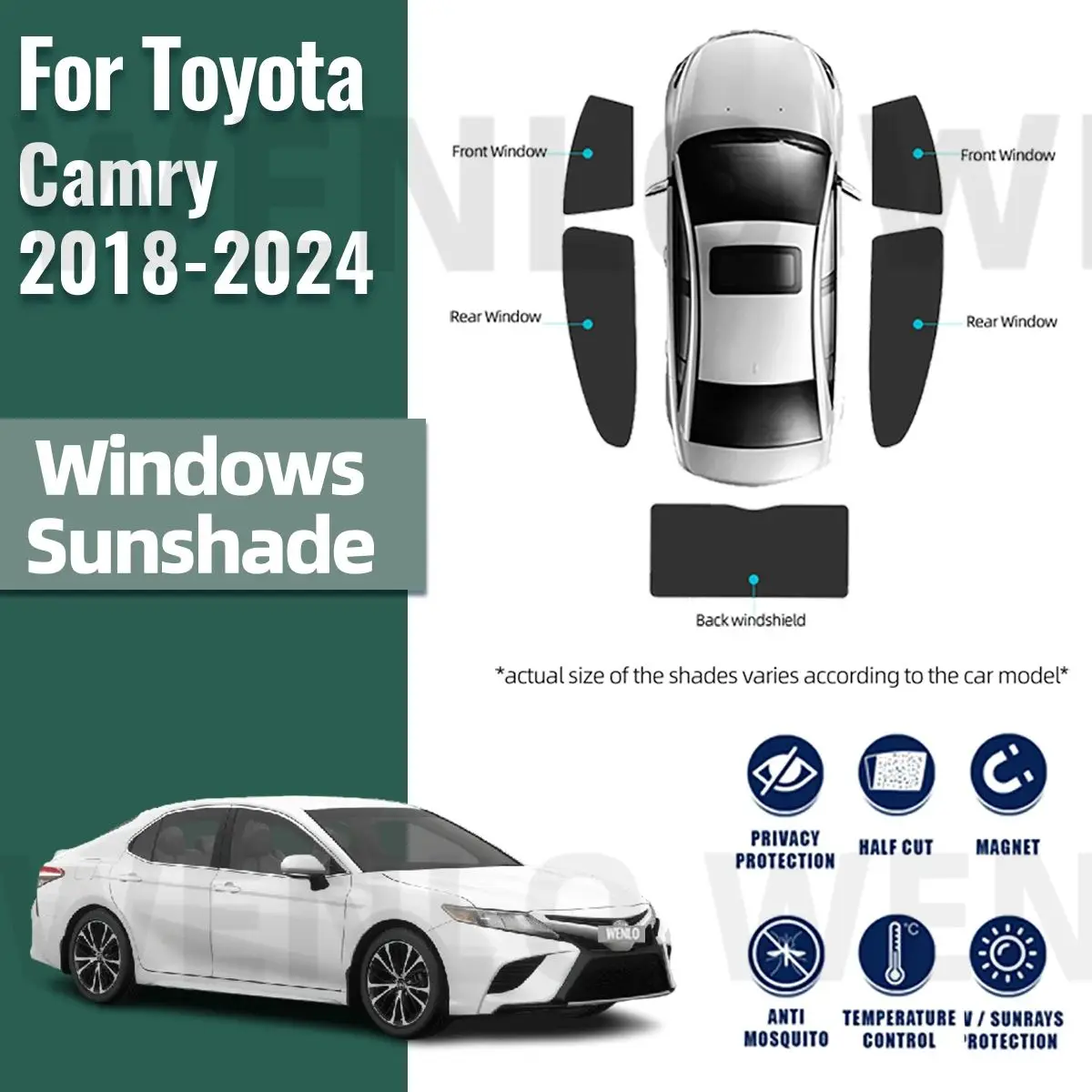 

For Toyota Camry XV70 2018-2023 2024 Magnetic Car Sunshade Shield Front Windshield Curtain Rear Side Baby Window Sun Shade