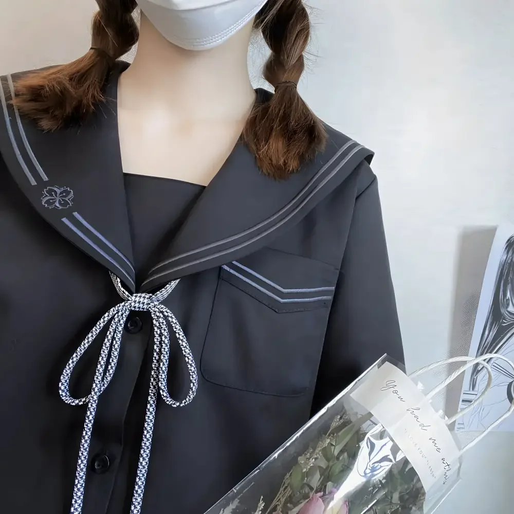 Taiwan Schoolmeisje Uniform Set Twee Lijn Wit en Zwart Twee Stijl Jk Pak Plooirok Fuku Anime COS Afstuderen Kostuums Vrouwen