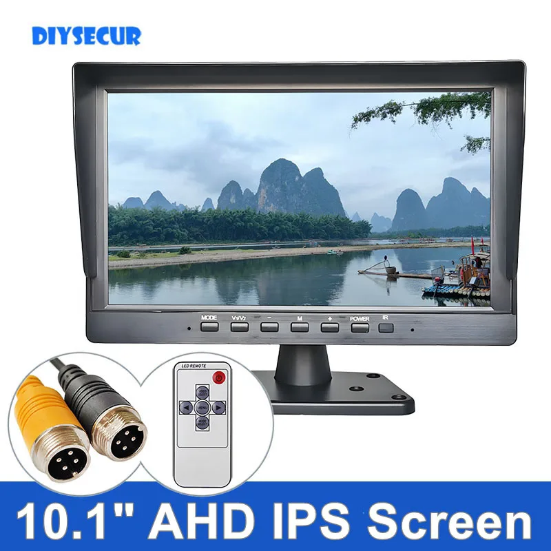 

DIYSECUR 10.1inch AHD CVBS IPS LCD HD Monitor Rear View Car Monitor Support 1080P AHD CVBS Car Camera 4PIN Video Input