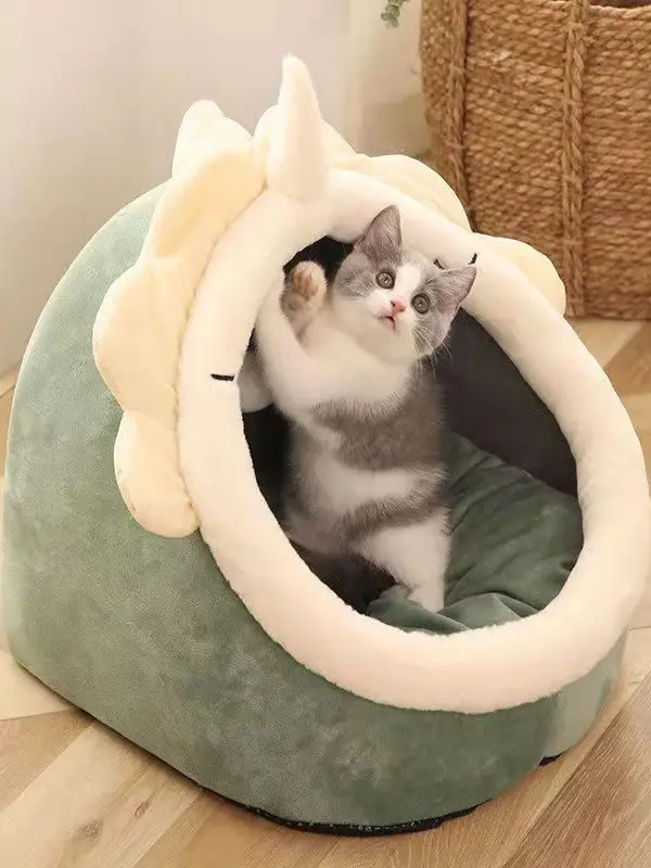 

Утепленный полузакрытый домик-лежанка для котят, съемный, зимний, для защиты от холода, зоотовары