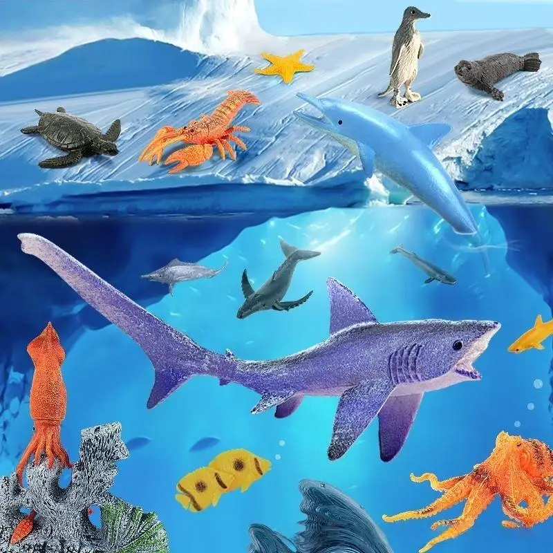 30/37 szt. Zestaw dekoracyjnych zabawek dla dzieci, realistyczne modele oceanu, symulacja zwierząt morskich