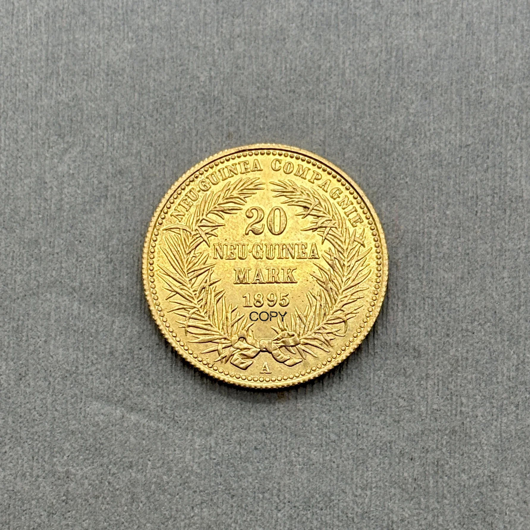 Replica de Moneda de 20 Mark de la República Federal de Alemania de 1895, Colonias Alemanas de Nueva Guinea, Copia de Metal de Latón, Monedas de Recuerdo