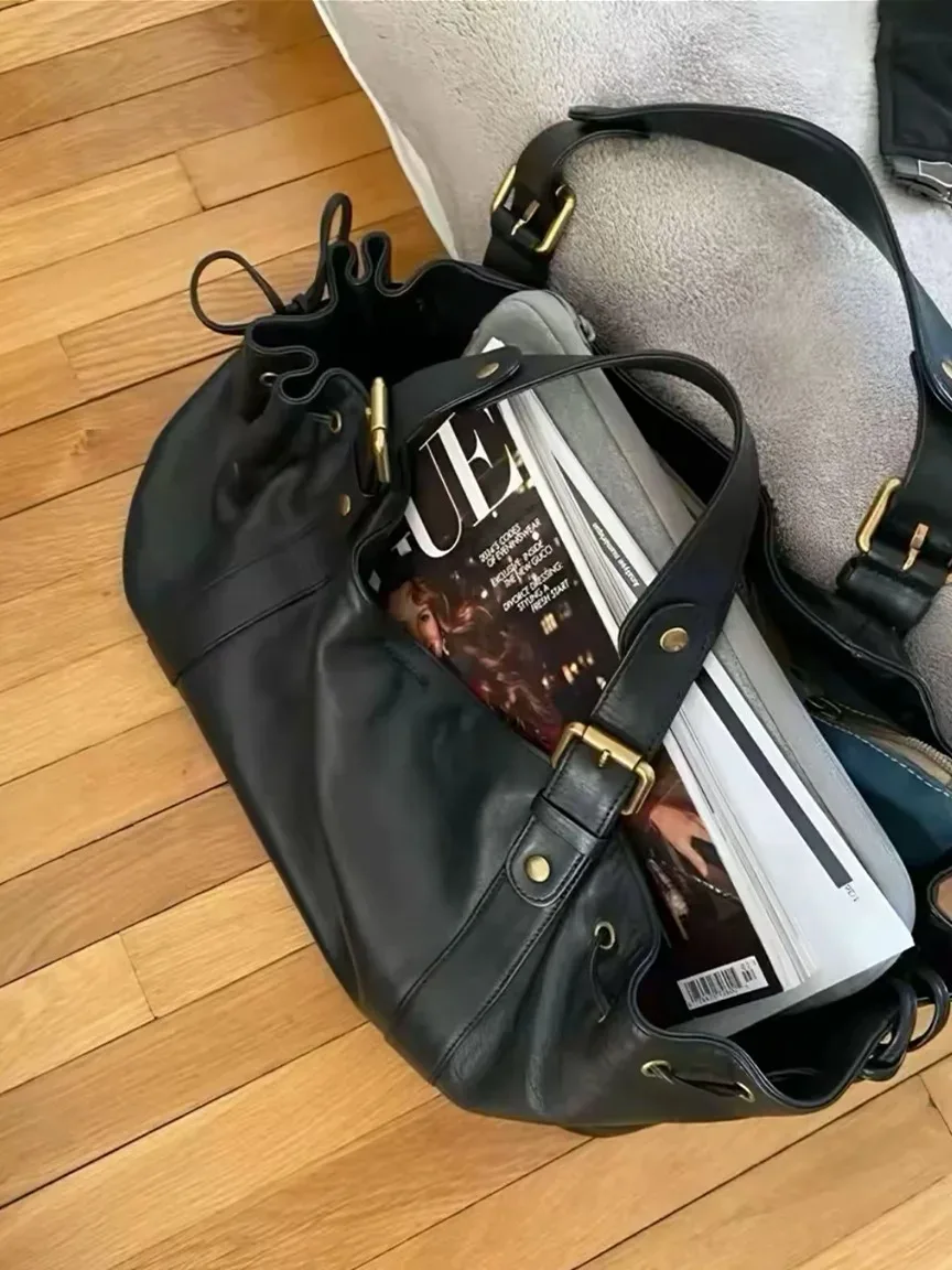 Tas Selempang Wanita Sederhana Tas Bahu Komuter Tas Boston Tas Kerja Serbaguna Bergaya Interior Poliester Lembut