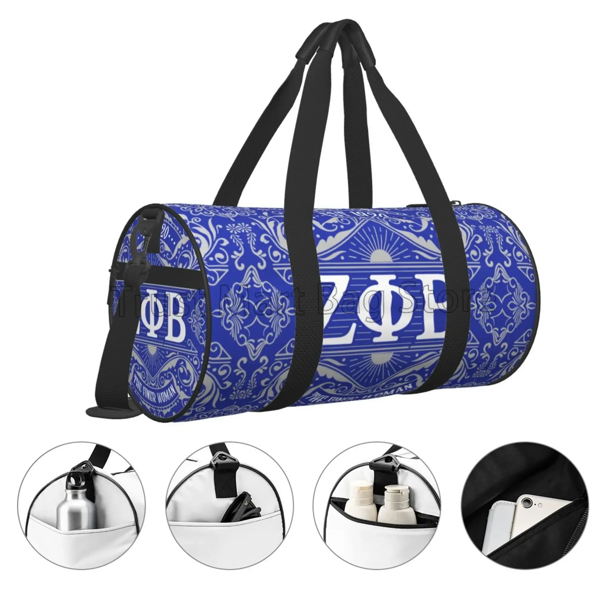 Zeta Phi Beta Print Travel Duffel Bag Waterproof Sports Yoga Luggage Bag Weekender Overnight Bags Duffle Backpack for Women