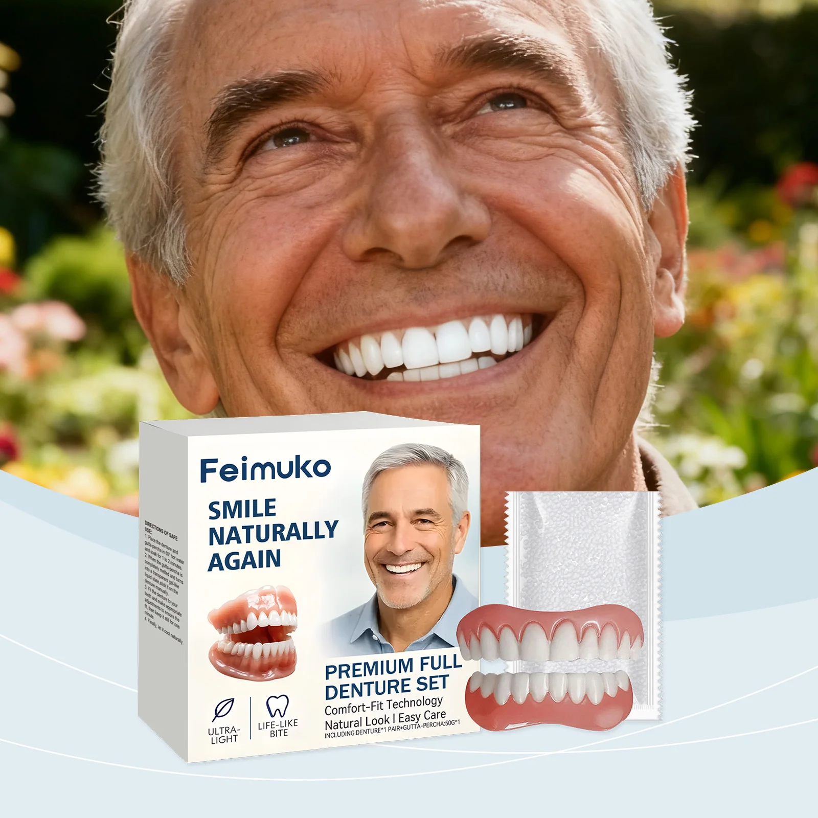 

Resin Cosmetic Denture Kit-Comfortable Fit Natural Appearance Easy Maintenance Enhance Smile Beauty Denture Decoration Practical