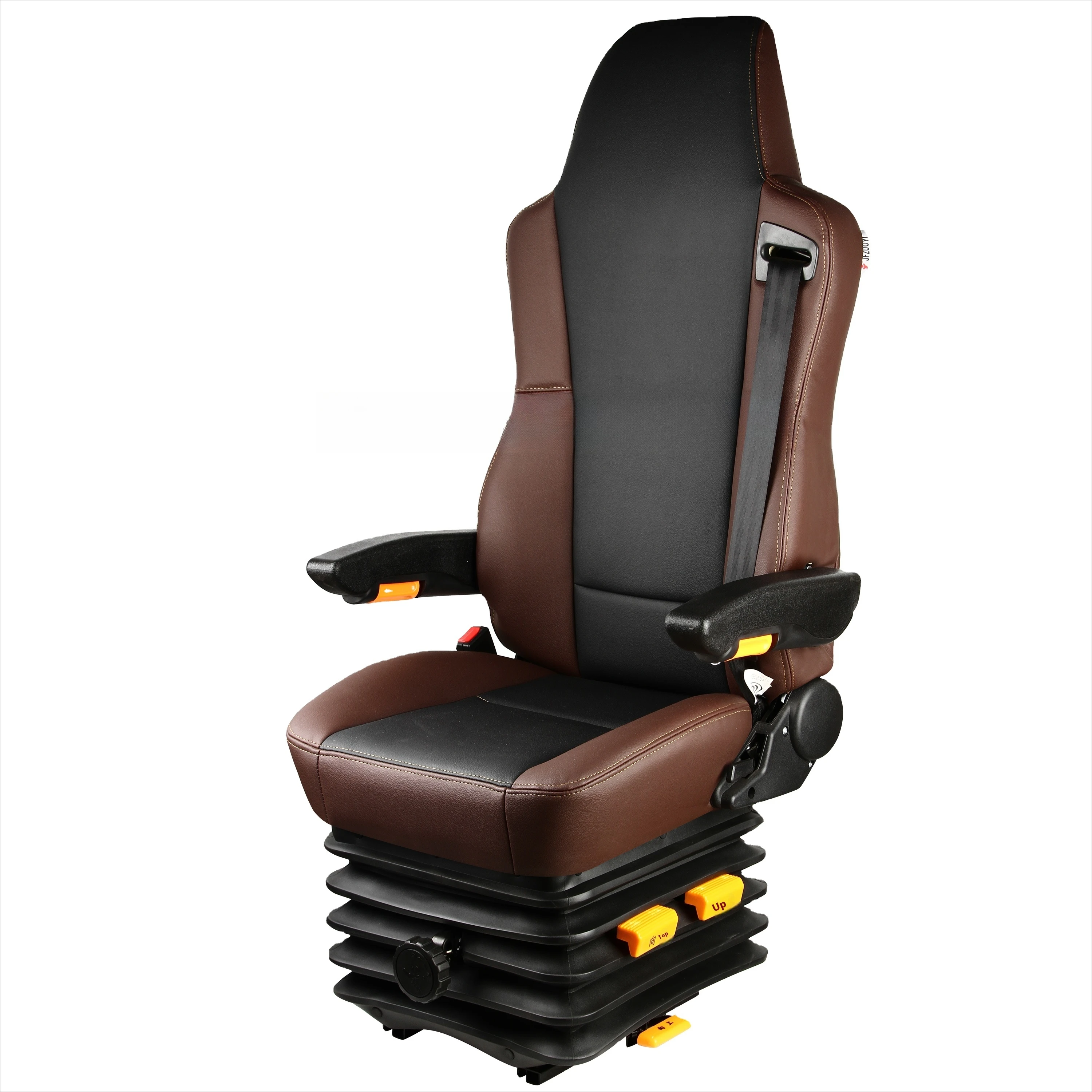 A91 Bus Seat Assembly with Leather Simulation and Shock Absorption