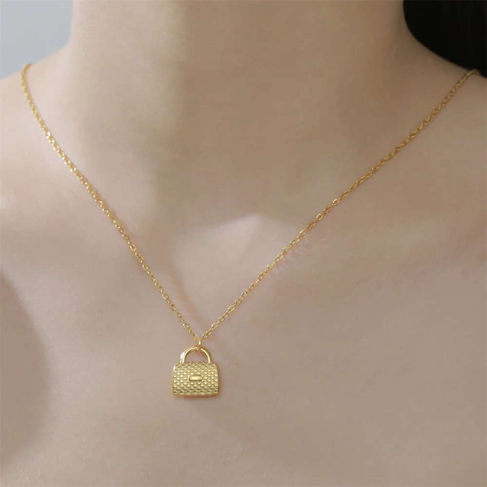 My Shape Fashion Handbag Necklace for Women Ladies Lovely Purse Shape Pendants Chain Stainless Steel Jewelry Party Gift Trendy