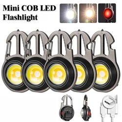 Mini COB LED Flashlight Multifunctional Portable Keychain Light Pocket Work Light Outdoor Camping Fishing Emergency Lantern