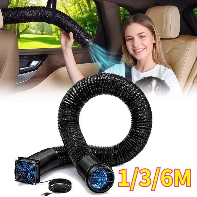 Quick Install Durable Car AC Vent Extender Hose 1/3/6M Foldable Air Outlet Cooling Duct Tube for Vehicle Cooler Camping Interior