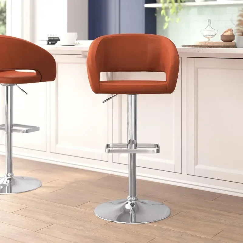 Erik Comfortable & Stylish Contemporary Barstool With Rounded Mid-Back And Foot Rest