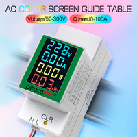 Peacefair Din Rail Wattmeter Voltmeter Ammeter Power Meter AC 50-300V Volt Amp Energy Voltage Current Monitor Electric Meter