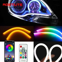 Muti Mode RGB LED DRL Daytime Running Lights for Car Headlight Flowing Turn Signal Strip APP/Remote Control 12V Decorative Lamp