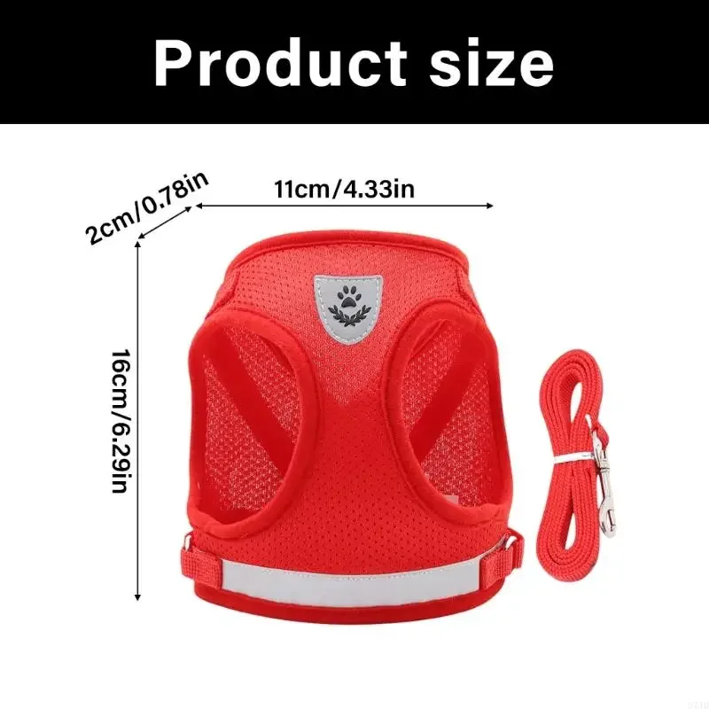 Reflective Dog Harness Breathable Net Vest with Rope For Small Dog Secure Design Pet Outdoor Walking Gear M4YD