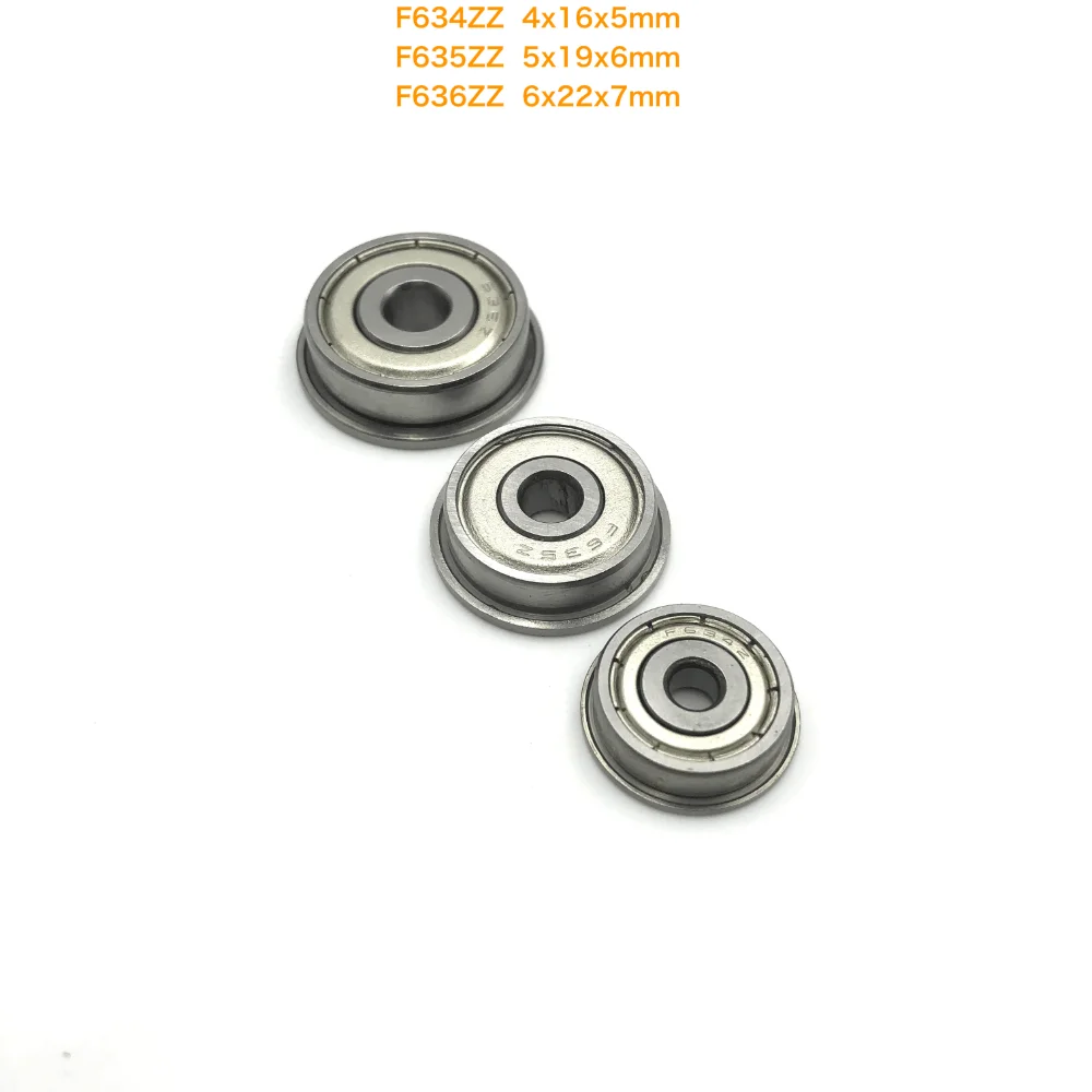 20-40Pcs/Lot F634ZZ , F635ZZ , F636ZZ  2Z Metal Shield Flange Deep Groove Ball Miniature Bearing 3D Printer Parts