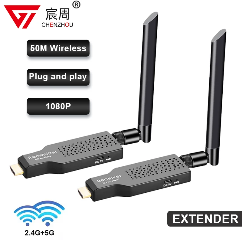 

5.8G 1080P 50M Wireless HDMI-compatible Video Transmitter Receiver Extender Display Adapter Dongle For TV Monitor Projector PC