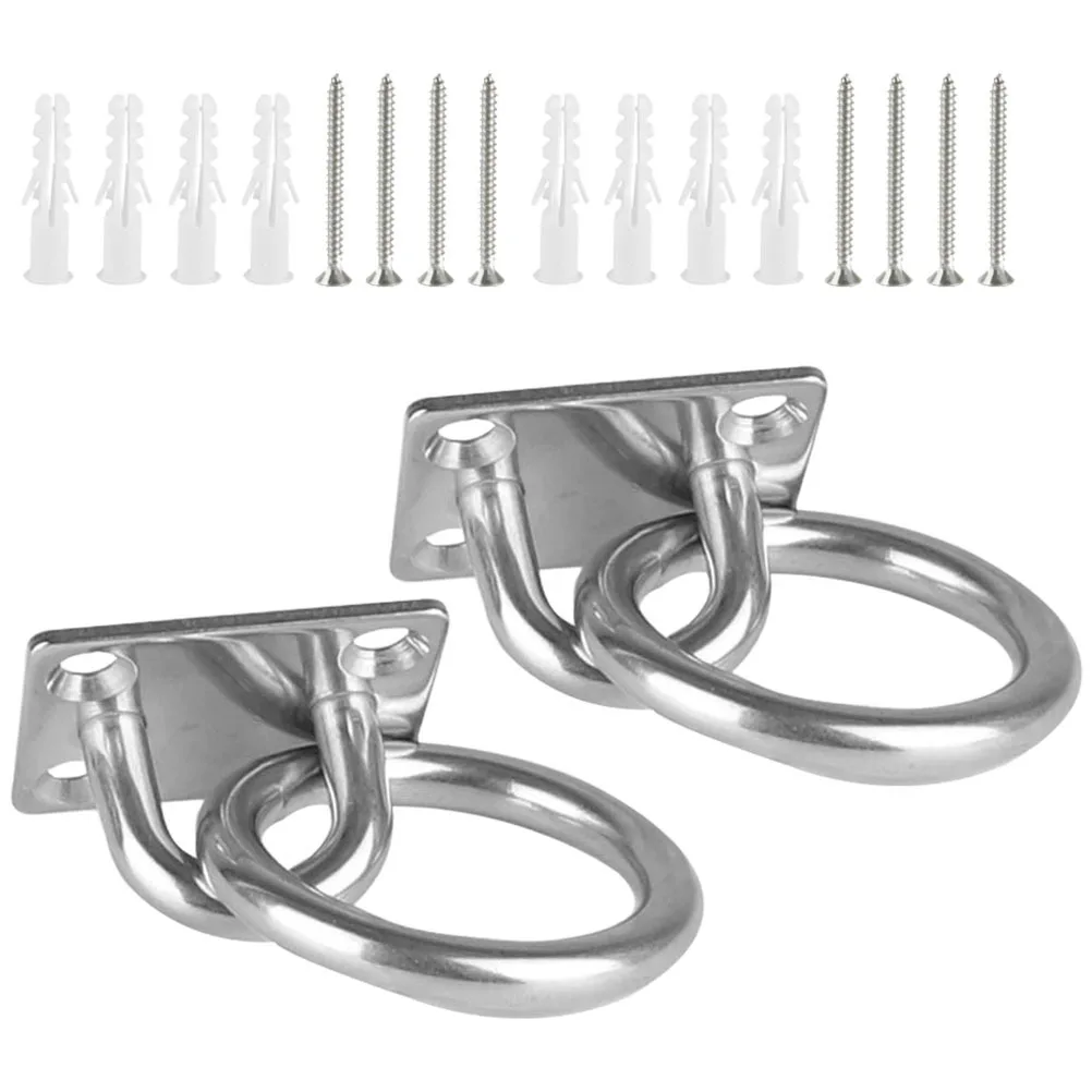 

2Pcs Heavy Duty Pad Eye Plate Stainless Steel Mounting Hooks Ceiling Anchor Hooks for Hammocks Yoga Swings Punching Bags Hanging