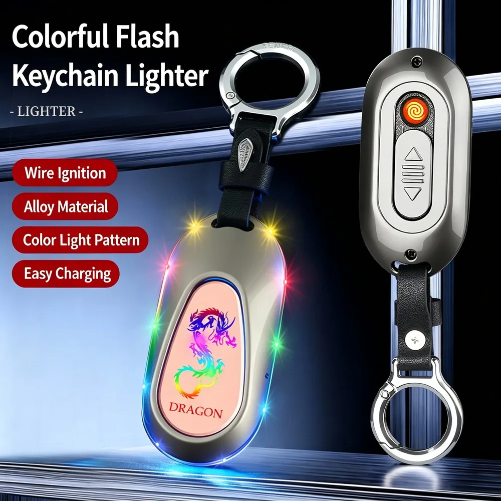 New Cool Keychain Electronic Cigarette Lighter Windproof Charging Male Gift for Boyfriend's High End Birthday Valentine's Day
