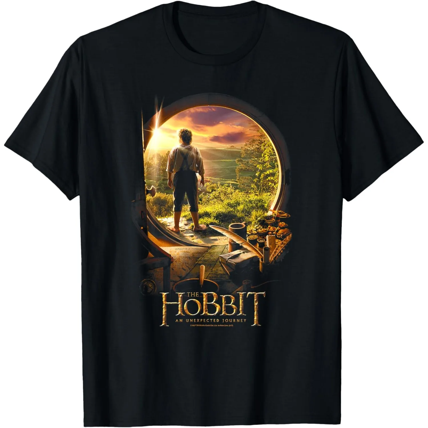 

Hobbit Bilbo in Door Graphic Print Men's Round Neck Short Sleeve Cotton T-Shirt