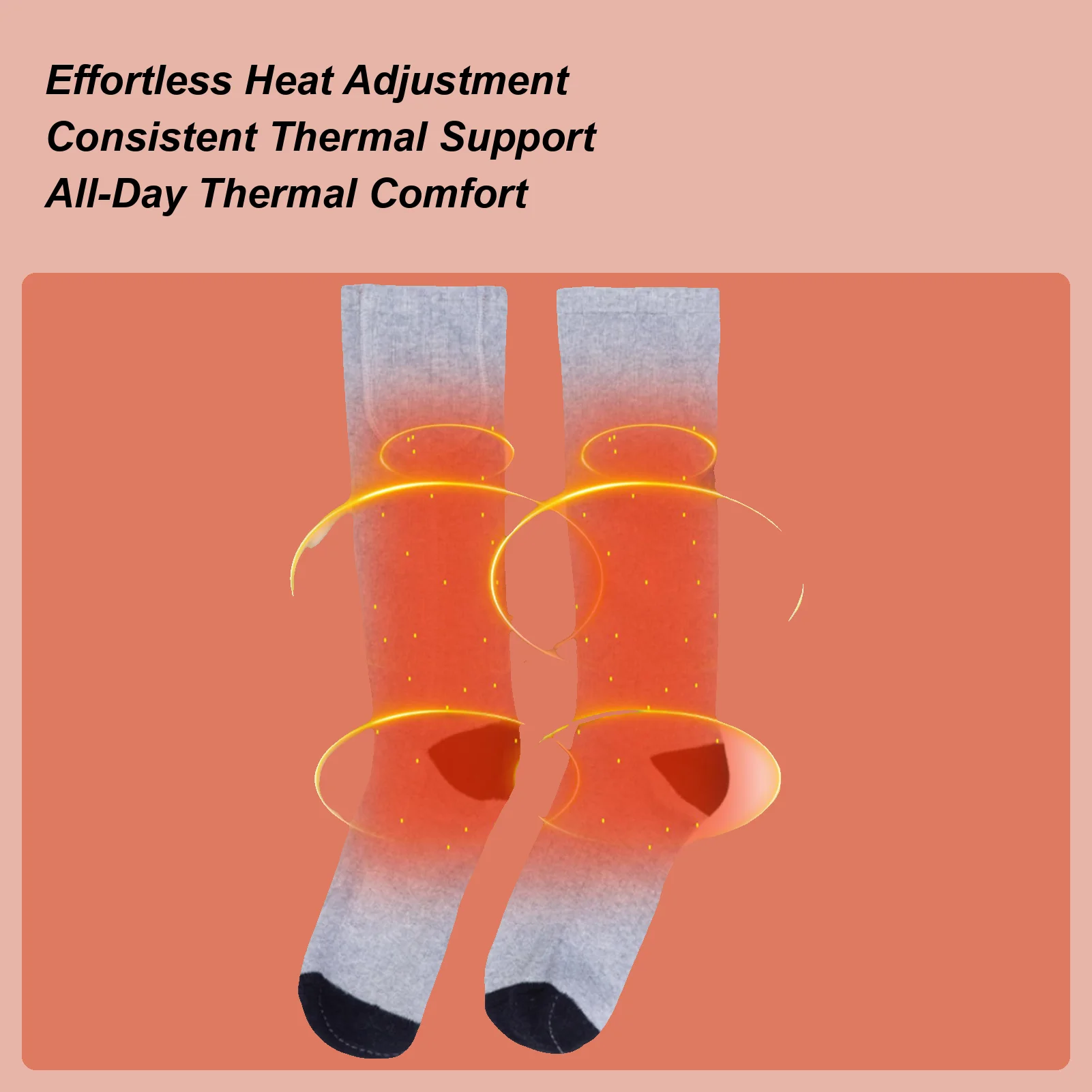 

Heated Socks 3 Heat Levels Winter USB Heated Socks 2200mAh Thermal Warm Anti-Slip Gear For Hunting Riding Cycling Work Winter