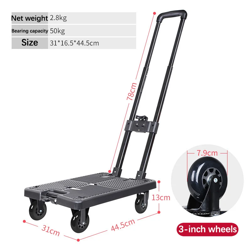 torage Folding Trolley Portable Plastic 4-wheel Folding 14.53gal Trolley Supermarket Folding Trolley For RV Outdoor Camping