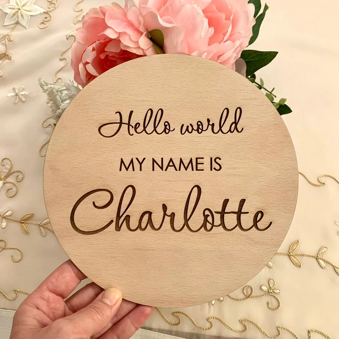 Personalized Newborn Baby Announcement Sign for Hospital Custom Baby Name Wood Birth Sign Hello World Newborn Gift Gender Reveal