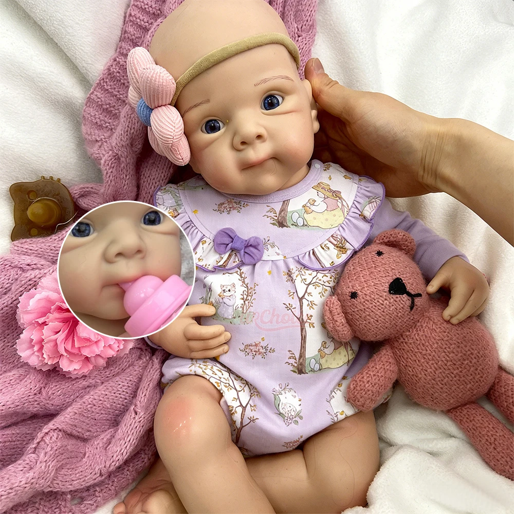 50cm Openbare Mond Bettie Flexibele Ledematen Realistische Siliconen Reborn Baby Meisje Pop met Fijne Textuurdetails voor Filmrekwisiet - afbeelding 2