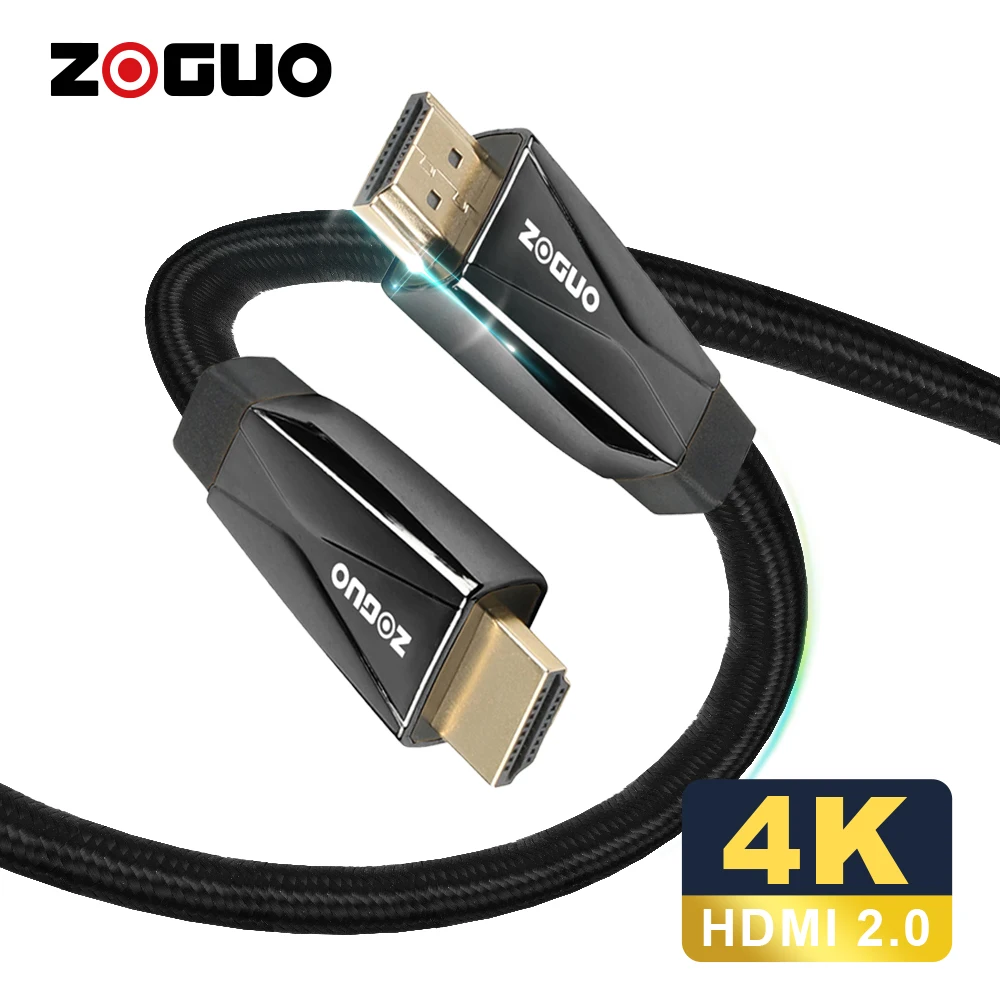 

ZOGUO 4K HDMI Cable Premium Braided Cord HDMI2.0 4K@60Hz 18Gpbs UHD for Apple TV Hdtv iptv Xbox PS4 PS5 Splitter Switcher