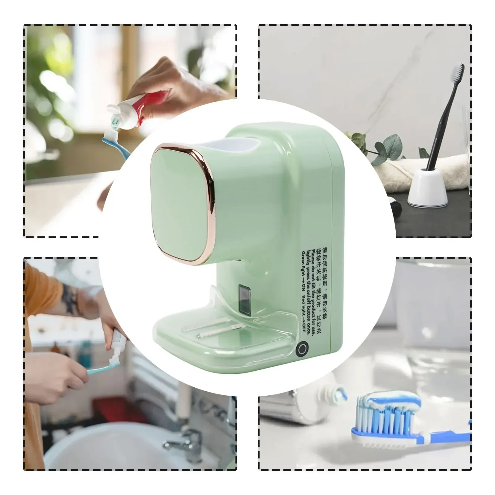 Black White or Green Choose the Stylish Color of our Wall Mounted Toothbrush Holder and Automatic Toothpaste Squeezer