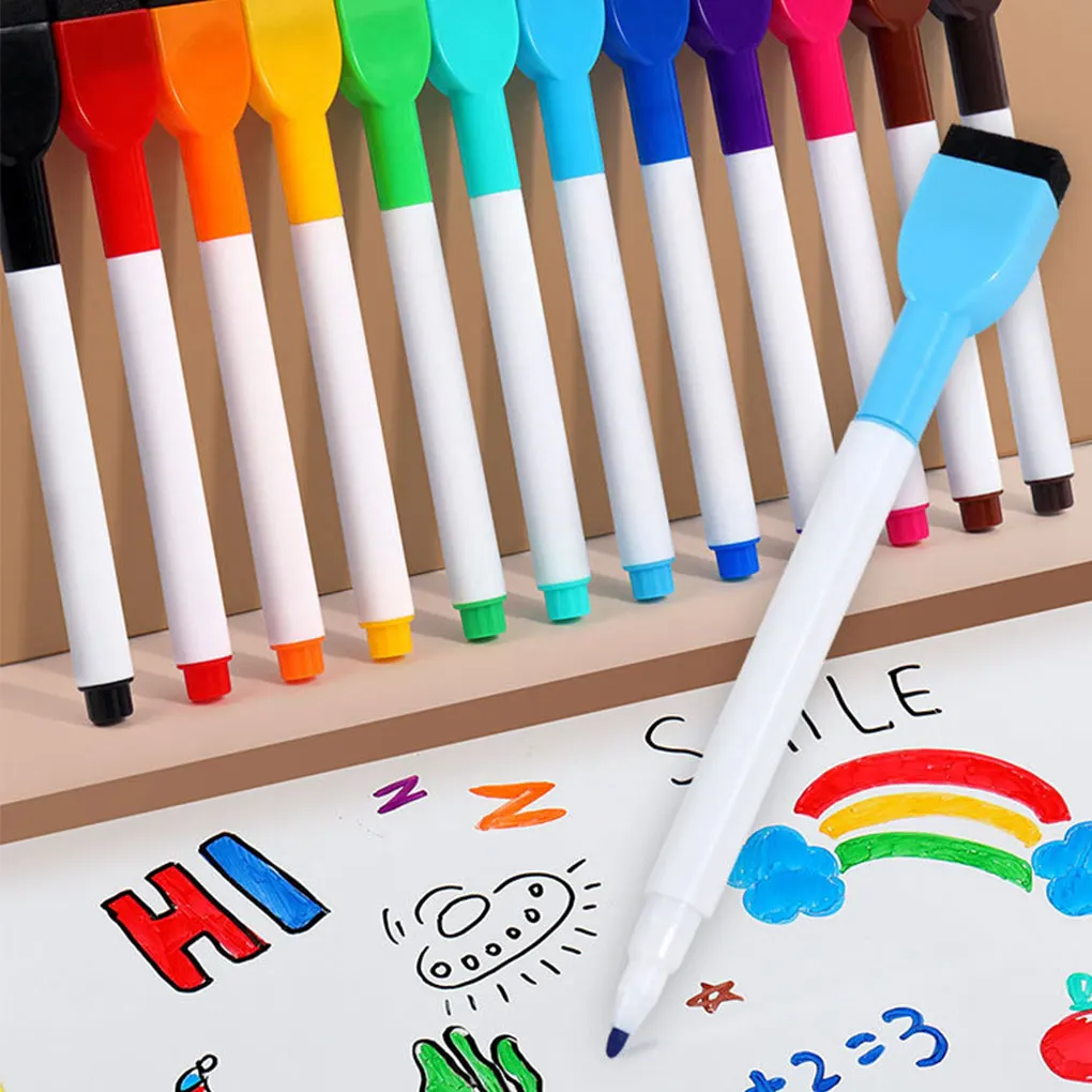 12pieces 12 Color Drawing Pen Set Made Of High Coloring Ink With Low Odor And Fast Drying. Erasable 12pcs