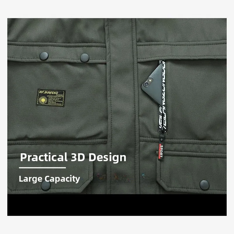 Thiened Long Sve Men's Workwear Winter Anti-Cold Wear Resistant Cotton Jaet Fce Lined Labor Protection Suit for Fac...