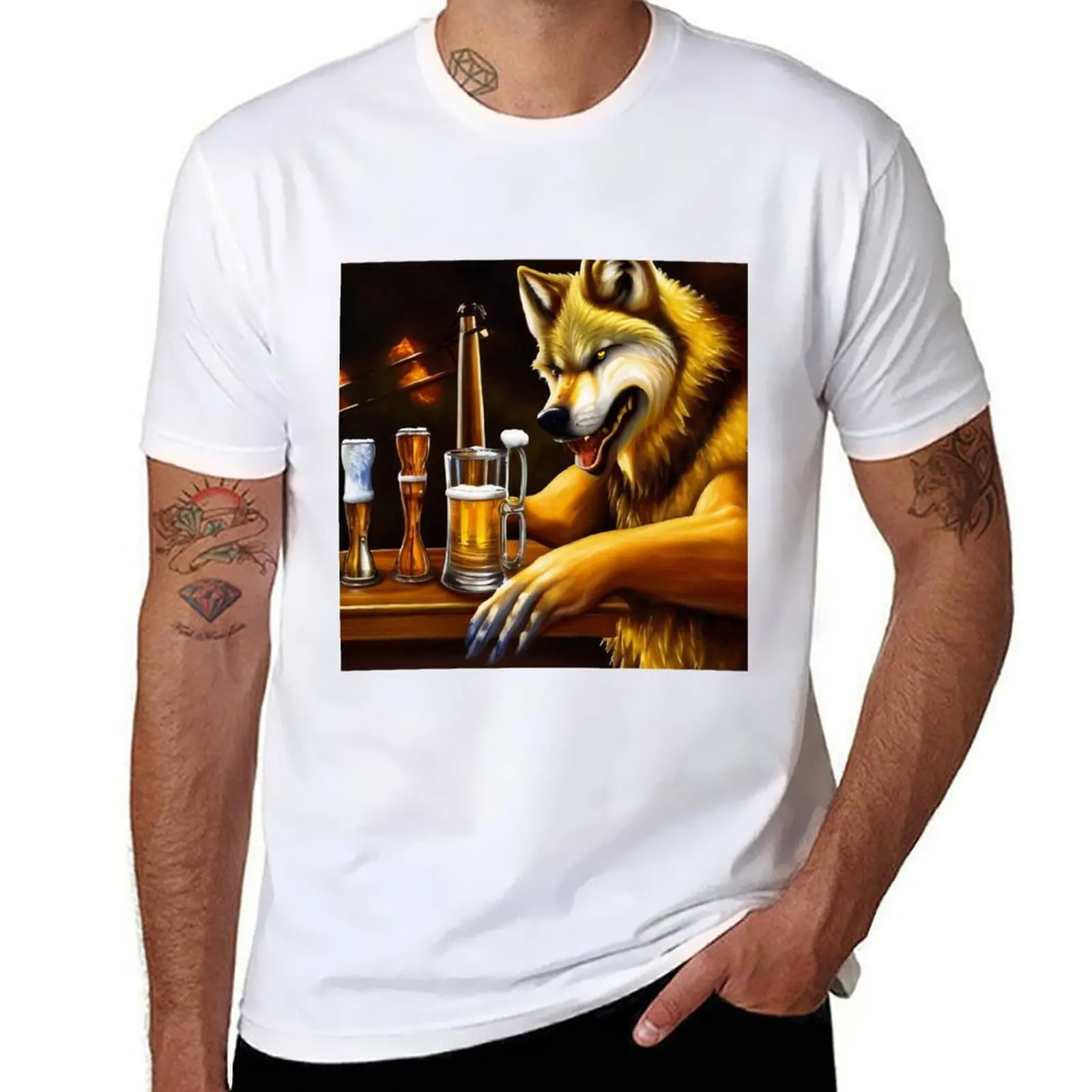 

Angry Drunk Wolf T-Shirt funny t shirts man man tshirt funny t shirts cotton T-shirt