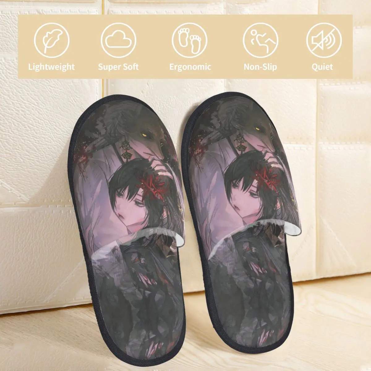 Winter Slippers Silent Hill F Accessories Household Fur Slides Slippers Indoor Beauty and Horror Game Soft Non Slip Slides