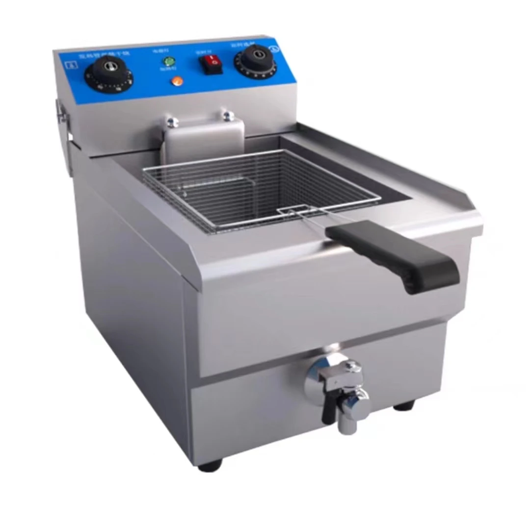 Blue Large Capacity Commercial 13L Electric Fryer Timing Electric Fryer Thickened Single Cylinder 3000W High Power