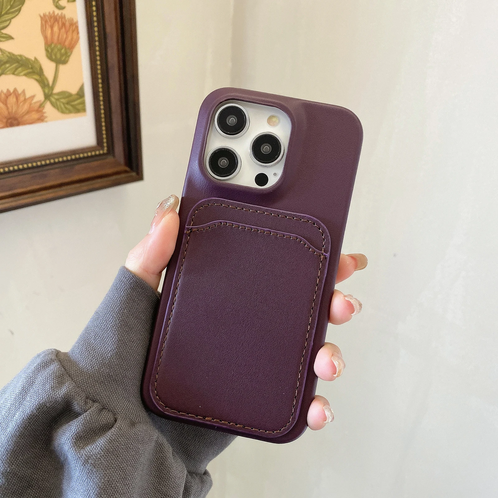 Vertical Cards Solt Leather Wallet Case For Iphone 15 Pro Max 14 Plus 13 12 Mini 11 XR X XS SE2022 7 8 Skin Feeling Bag Cover