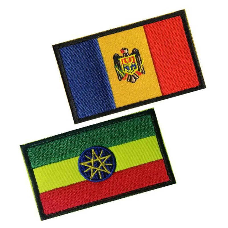 3D Embroidery Patch Europe Africa Ethiopia Moldova Kazakhstan Afghan Cloth Armband Badge Cowboy Backpack Hat Accessories 8*5cm