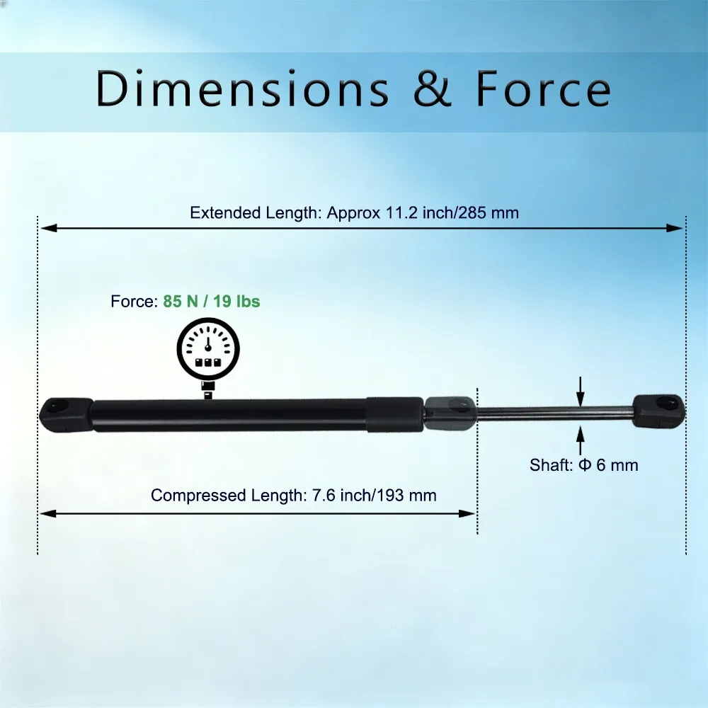 2PCS 285mm 85N Universal Gas Struts Lift Support Shock Damper Spring Rod for Caravan Canopy Toolbox Window Cabinet Hatch