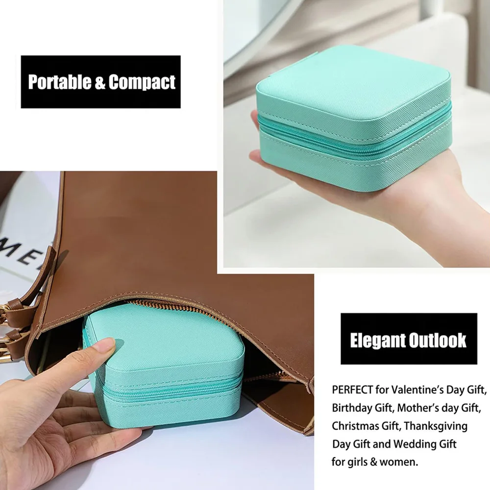 

Newly 2 Color PU Storage Unique Jewelry Box Wholesale Creative Travel Storage Box Earrings Ring Case Romantic Box Portable