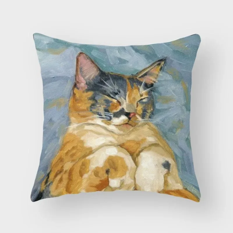 Pillowcase Square Cartoon Cat Simple Fashion Cute Cushion Cover Decorative Cushion Sofa Gift