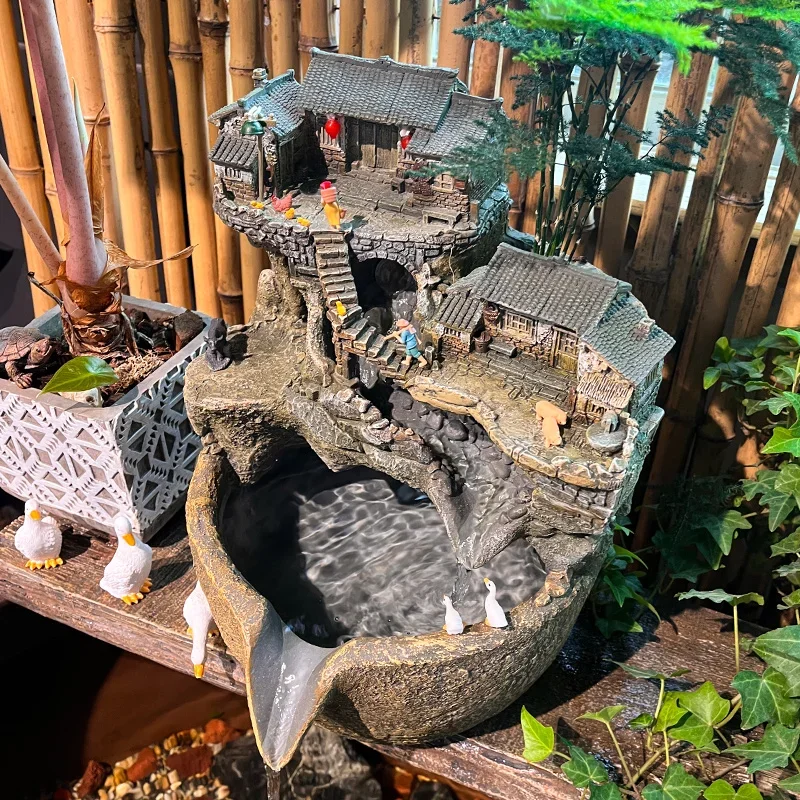 Micro landscape flowing water ancient method fish tank water circulation landscaping filter fish farming ecological tank